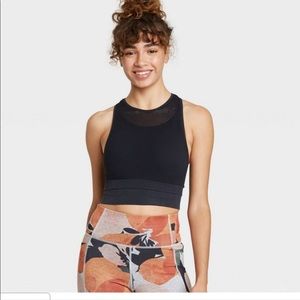 JoyLab High Neck Double Layer Seamless Mesh Bra Black NWT